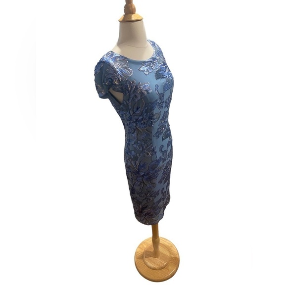 Marina De Buchi Marina Blue and Silver Sequin Cocktail Dress-size 4 - Picture 3 of 7